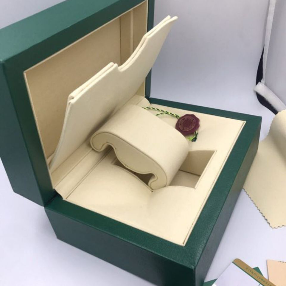 

Top Quality Dark Green Watch Boxes Gift Case Booklet Card Tags And Papers Watches cases