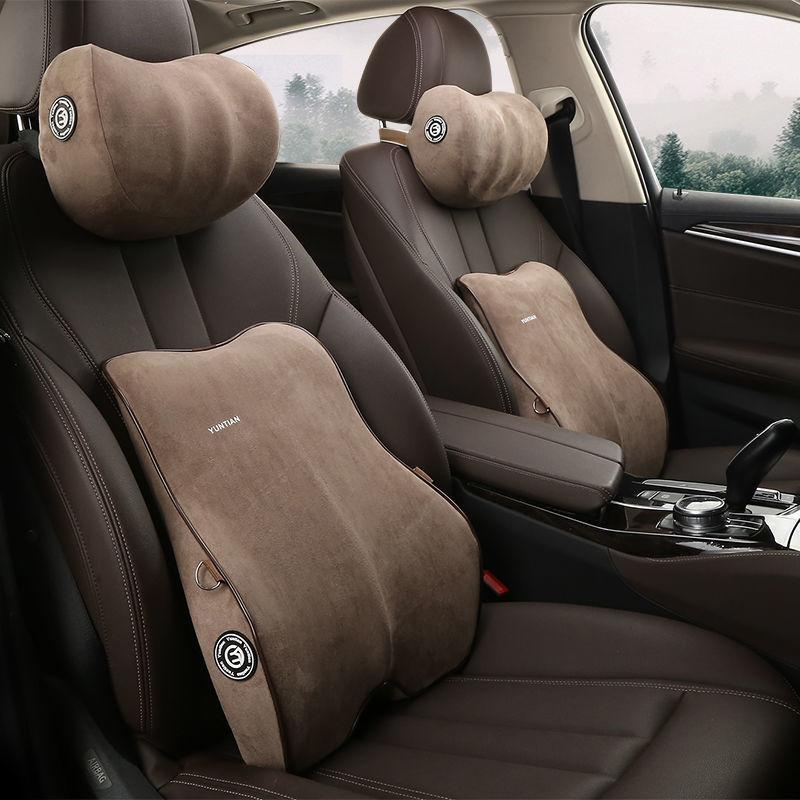 

Seat Cushions JINSERTA Car Neck Pillows Memory Foam Soft Suede Headrest Auto Back Pillow For Lumbar Universal Accessories
