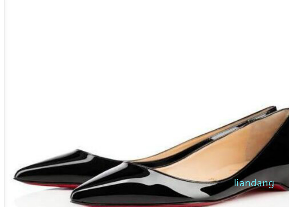 

Designer-Party Dress Red Bottom Sexy Pantent Leather Ballet Sexy Pointed Toe Flat Comfortable Women Slip On Casual Shoes Size 34-42