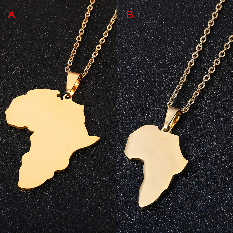Stainless Steel Africa Map Necklace Gold/Silver Color Pendant Chain African Maps Hiphop Jewelry Gifts for Men Women-image-693865981