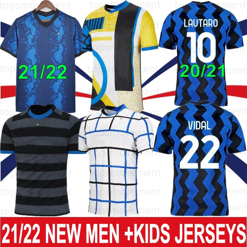 

Stock 21 22 Inter Soccer Jerseys LUKAKU ALEXIS Fourth 4th milan LAUTARO ERIKSEN BARELLA 2021 2022 VIDAL MEN Kids Kits Uniforms Shirts Thailand Training Jersey, Men guomi
