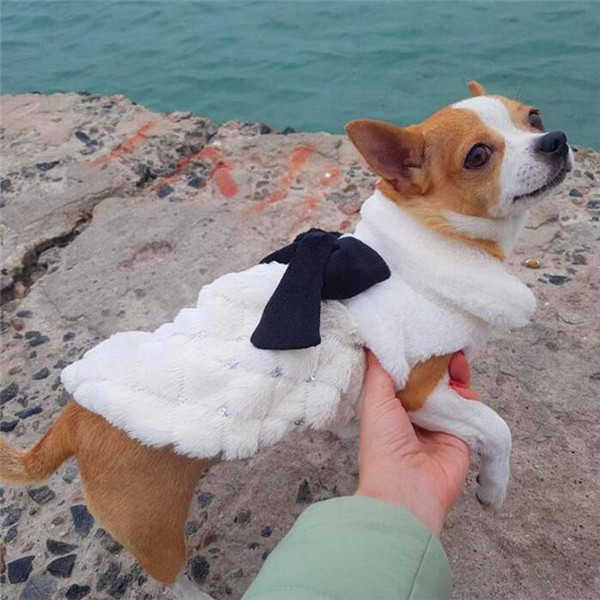 

Pet Clothes Elegant Luxury Fur Winter Overcoat Small Dog Cat Clothes Bowknot Chihuahua Puppy Pet Dog Accessories, White