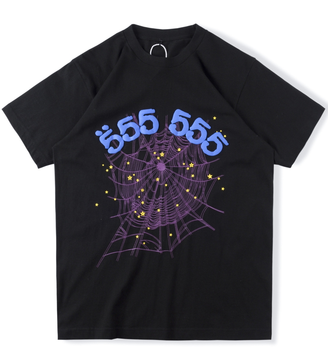 

Foaming Printing T Shirts Men' Women' 1 High Quality Pattern Tee Top Tees Sp 5der 555 Spider Web Sweater Unisex Round Neck Short Sleeve T-shirt, White