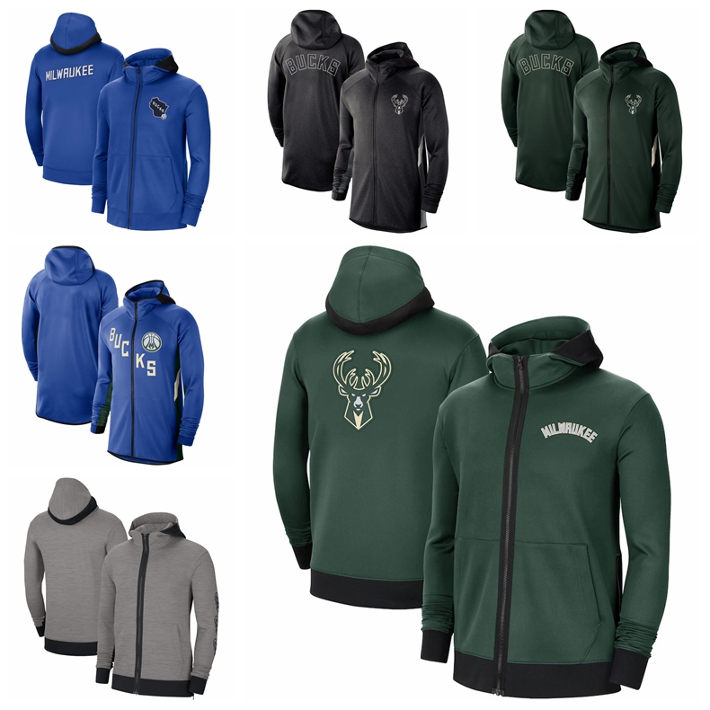 

MilwaukeeBucksMen Showtime Jersey Therma Flex Performance 2021 Full-Zip Basketball Hoodie