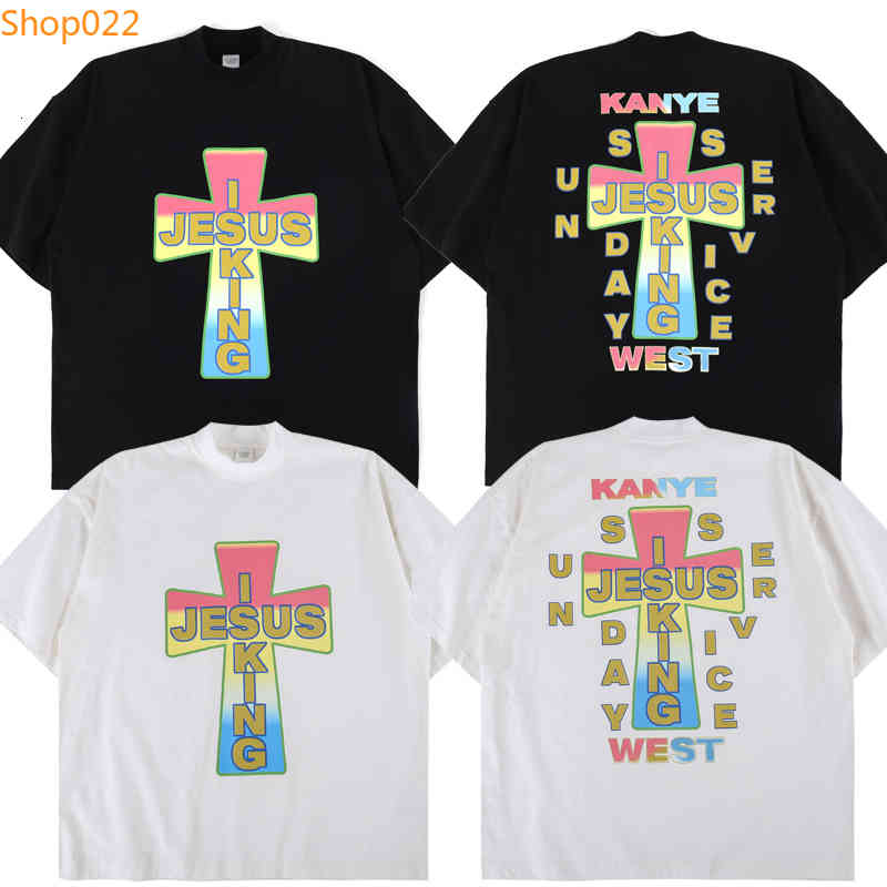 

Men's T-Shirts Jhip-hop jesus is King t-shirt of the women west kanye men cross Sunday service printed top t summer style