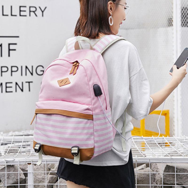 

Canvas Backpack Women School Bags For Girls Large Capacity USB Charge Laptop Travel Rucksack Teenagers 4.9, Black