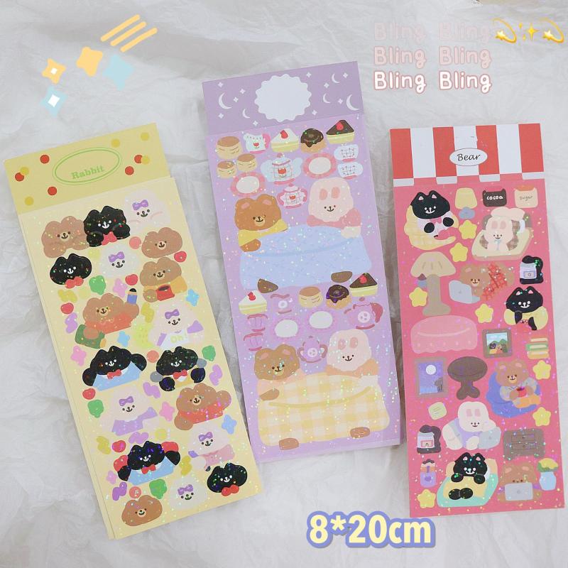 

Laser Bear Sticker DIY Scrapbooking Journal Base Collage Mobile Computer Diary Happy Plan Gift Sealing Decoration Wrap