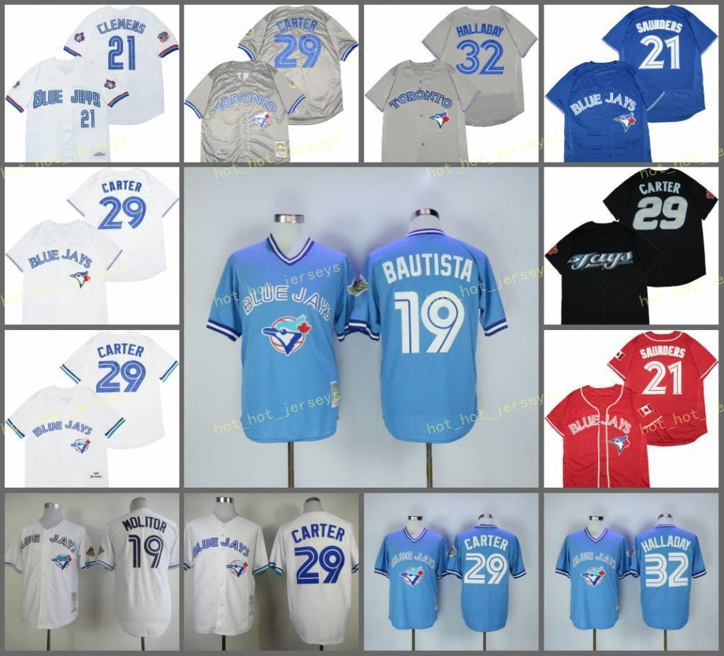 

Retired 29 Joe Carter Baseball Jersey 19 Jose Bautista 21 Roger Clemens 32 Roy Halladay 1992 1993 Vintage Retro Cooperstown Mesh Stitched, Men