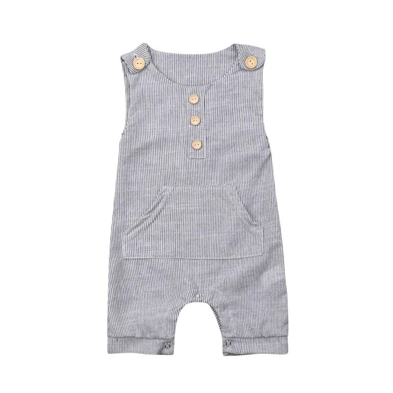 

Jumpsuits Focusnorm 0-18M Kids Born Baby Boy Girl Romper Sleeveless Striped Sunsuit Summer Outfit Set Clothes, As pic