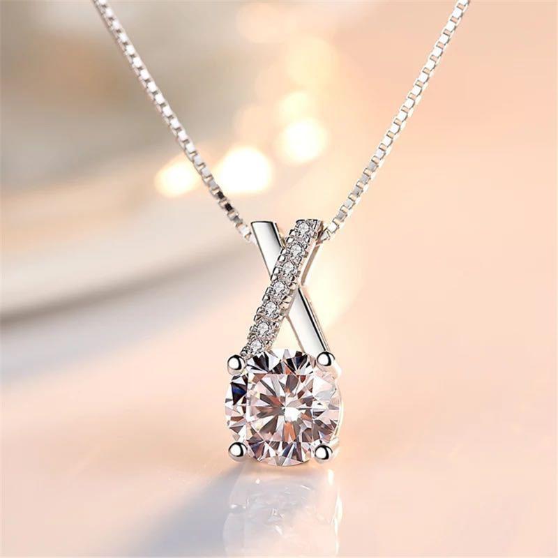 

Pendant Necklaces Office Geometric Strip Women's Chain Necklace Trendy 925 Sterling Silver Zircon Fine Jewelry Accessories For Women