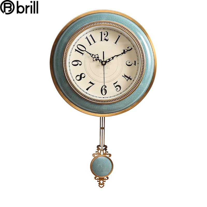 

Luxury Pendulum Clock Wall Home Decor Creative Clocks Large Living Room Metal Reloj De Pared Swingable Antique Style