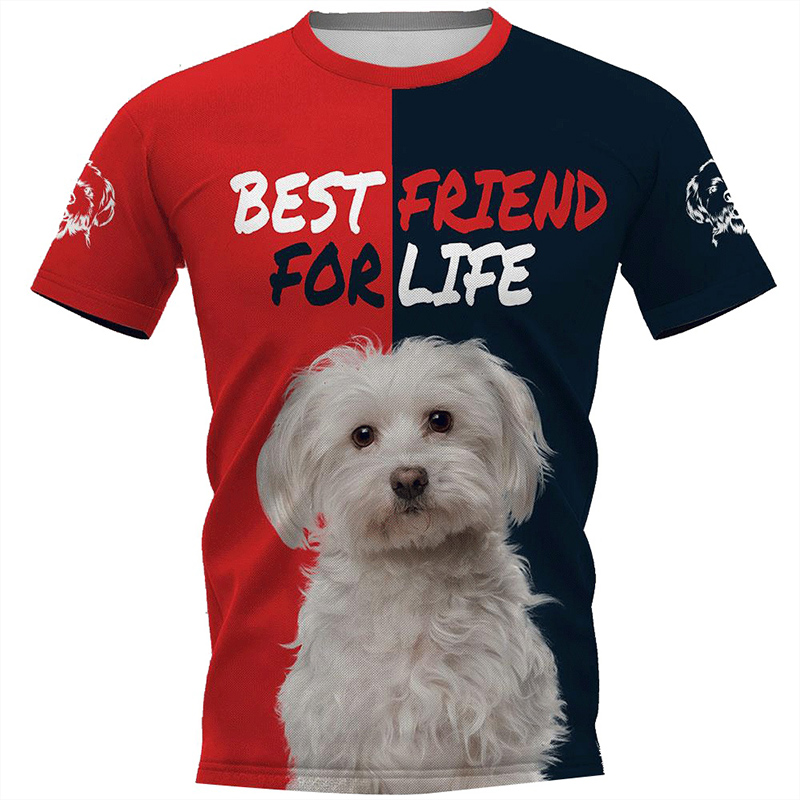 

CLOOCL Animals Pet Dog Maltese Mens T-shirts Short Sleeve Men Clothing Unisex Harajuku T Shirts 3D Print Shirt, #1