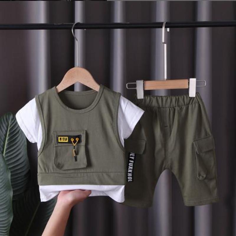 

Clothing Sets Baby Boys Girls Summer Clothes Fashion Cotton T-shirt Infant Printed Pineapple Suit For Children Top + Shorts Casual Outfits, Picture color