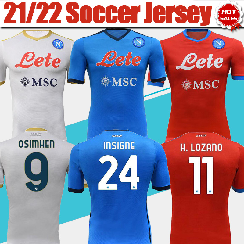 

Napoli Soccer Jersey Home Blue #24 INSIGNE #9 OSIMHEN #11 H.LOZANO 2021/2022 Away White Men Soccer Shirt MERTENS POLITANO Fourth Red Customized Football Uniforms