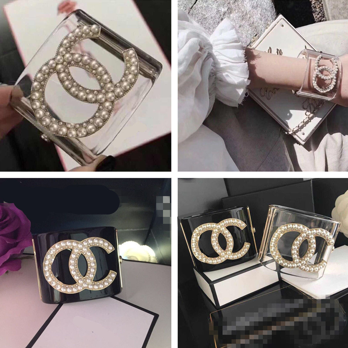 

Big Bracelet luxury celebrity style transparent resin wide Bracelet personality exaggeration punk black gold silver female