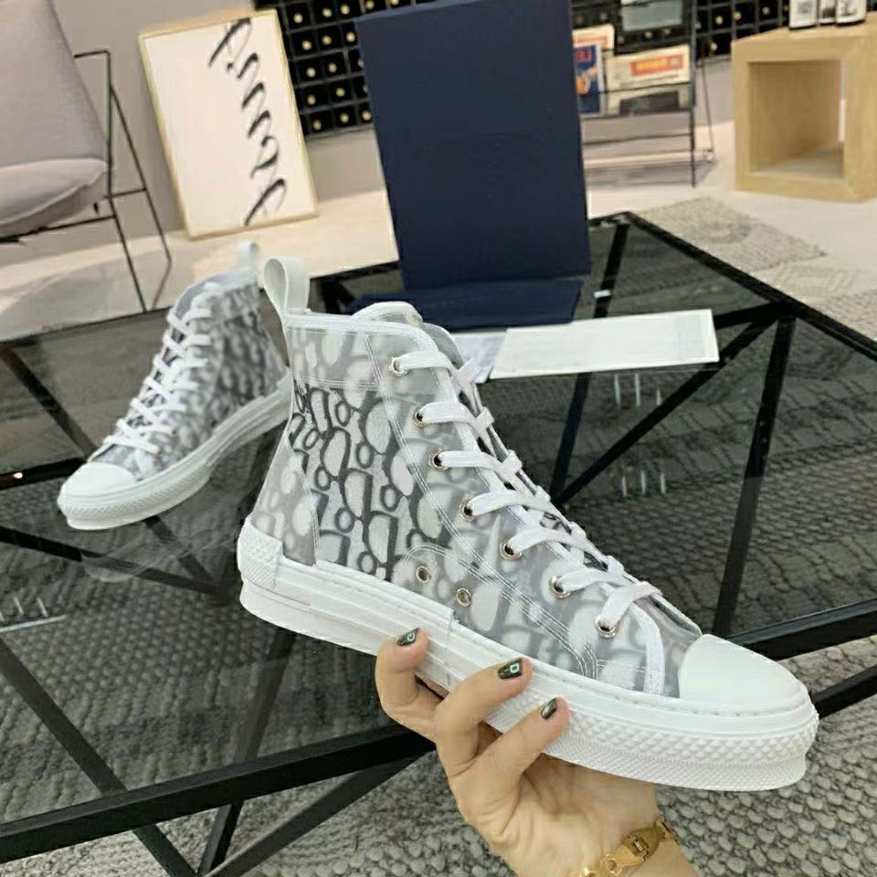 

Women's Casual shoes 2021 Designer Print Canvas Man Women Fashion B23 High-top Low-top Oblique Leather Lace Up White Mens Sneaker Womens Design Bee, No shoes