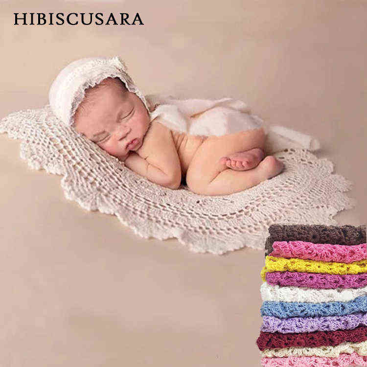 Hand Crochet Flower Round Blanket born Pography Backdrops Baby Knitted Receiving Blankets Po Props Background 211214-image-746142680