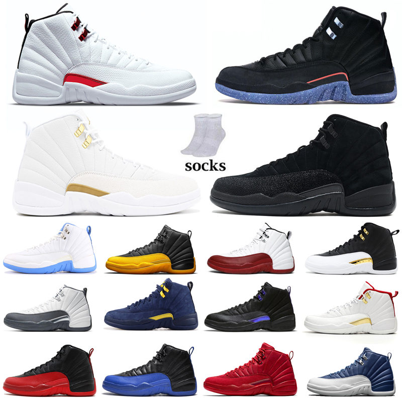 

12 air jordan retro basketball shoes 12s jorden mens sports sneakers university Game Royal Lagoon Pulse Michigan high trainers with sock, Box
