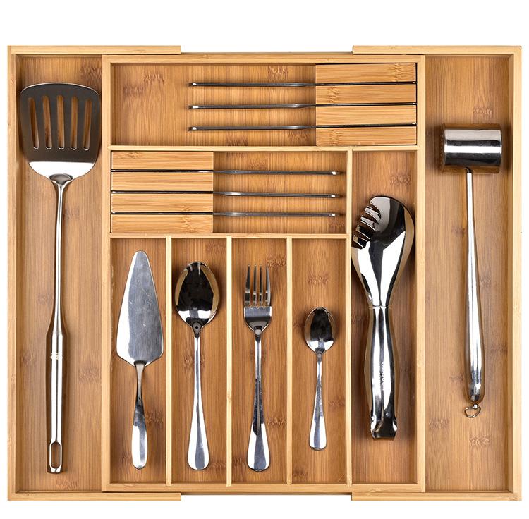 

Dishes & Plates Bamboo Expandable Drawer Organizer, Premium Cutlery And Utensil Tray, 100% Pure Bamboo, Adjustable Kitchen Divider