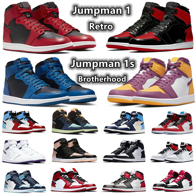 

Jumpman 1 High OG 1s mens Retro basketball shoes Bred Patent Bubble Gum Brotherhood Dark Mocha Marina Blue Fearless Obsidian Twist Fragment men women sports sneakers, Pay for box