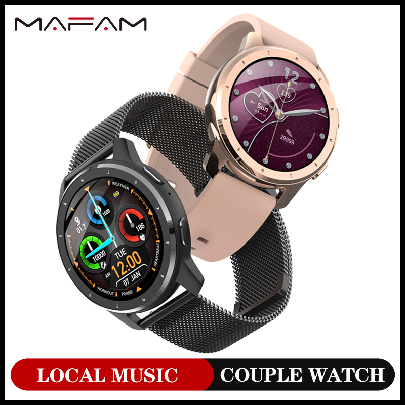 

MAFAM MX11 2021 Smartwatch Men Women MP3 Smart Watches With Earphone BT Call Music Watch For xiaomi Huawei iphoneg, Black leather