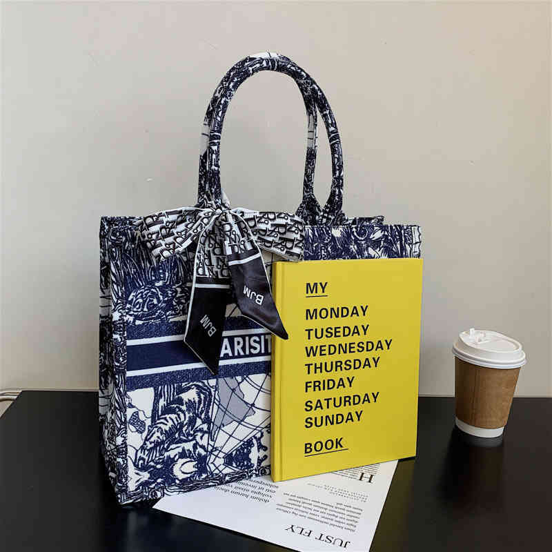 

70% OFF New women's bags of high quality new fashion ins printed handbag large capacity women's Tote Messenger, Blue