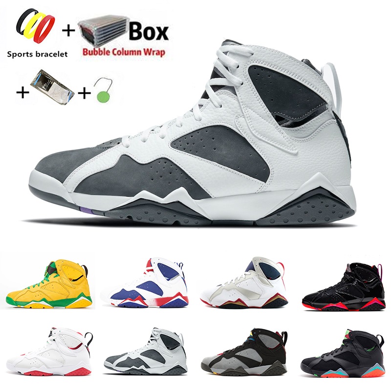 

With Box Flint Jumpman 7 mens basketball shoes Topaz Mist Ray Allen Patent Leather Oregon Ducks Olympic Bordeaux 7s Barcelona Nights men trainers sports sneakers, Color#1