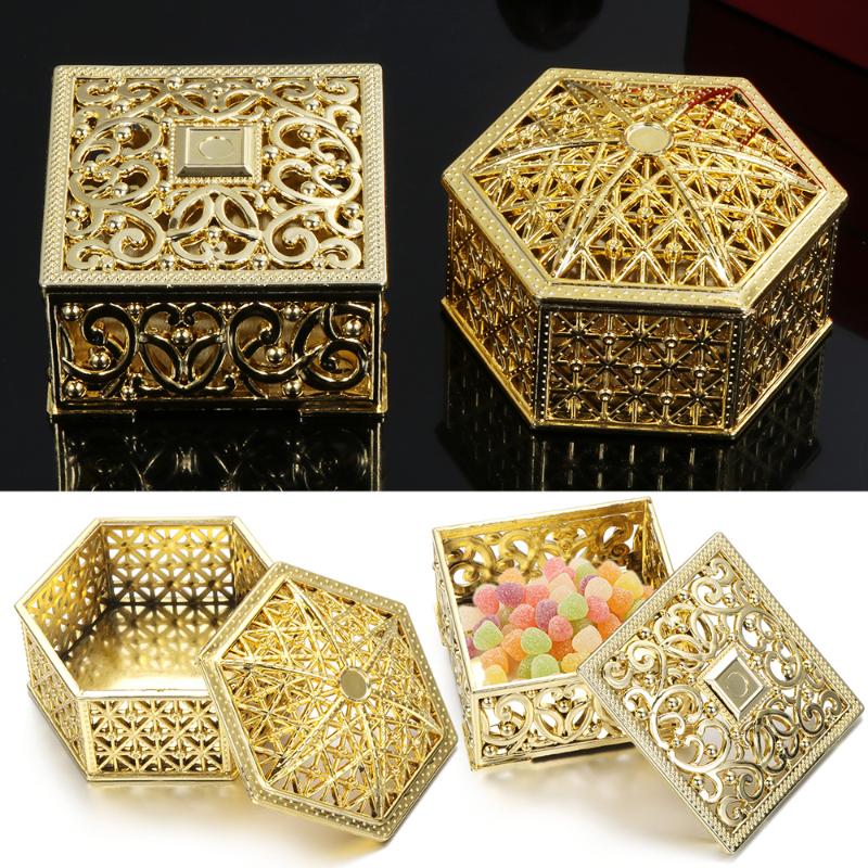 

Gift Wrap 5PC 6-7cm Mini Plastic Hollow Gold Foil Cake Candy Box Wedding Favor Marriage Baby Shower Treat Party Event Supply #T20