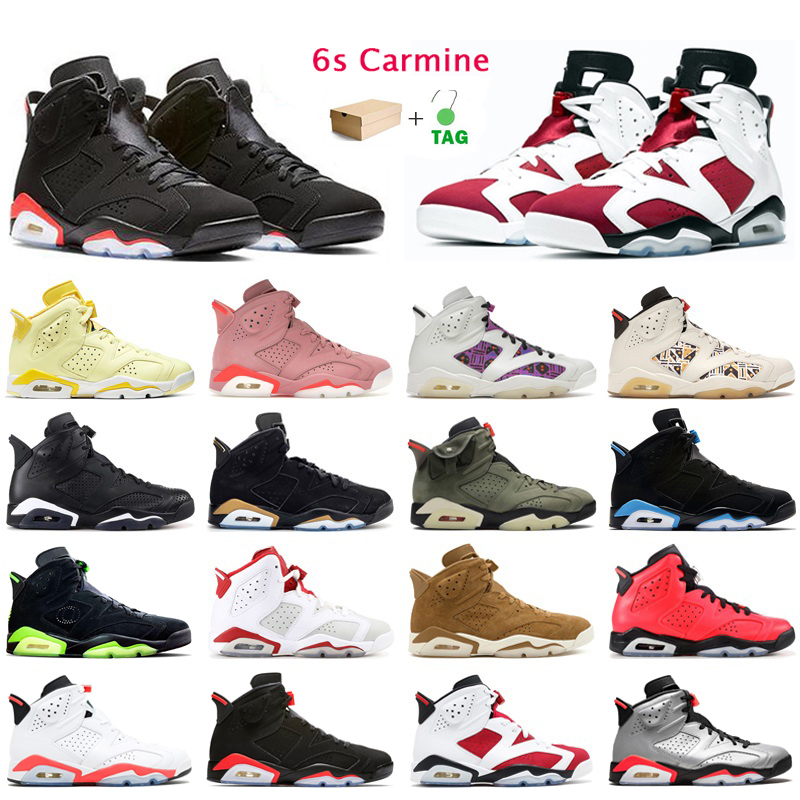

6s Jumpman Basketball Shoes Mens Trainers 2021 Carmine Red Infrared Hare DMP Black Cat Alternate Marron Outdoor Sports Sneakers with box