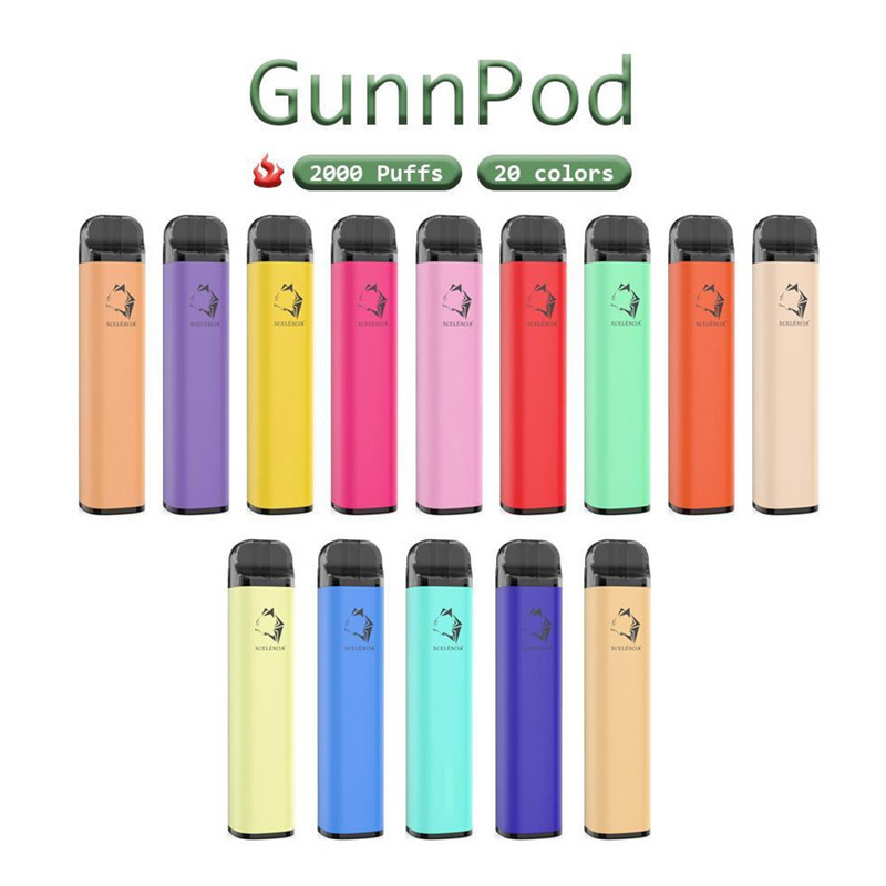 

Gunnpod E Cigarettes Disposable Pod Device 2000 Puffs 1250mAh Battery 8ml Cartridge Vape Pen 20 Colors