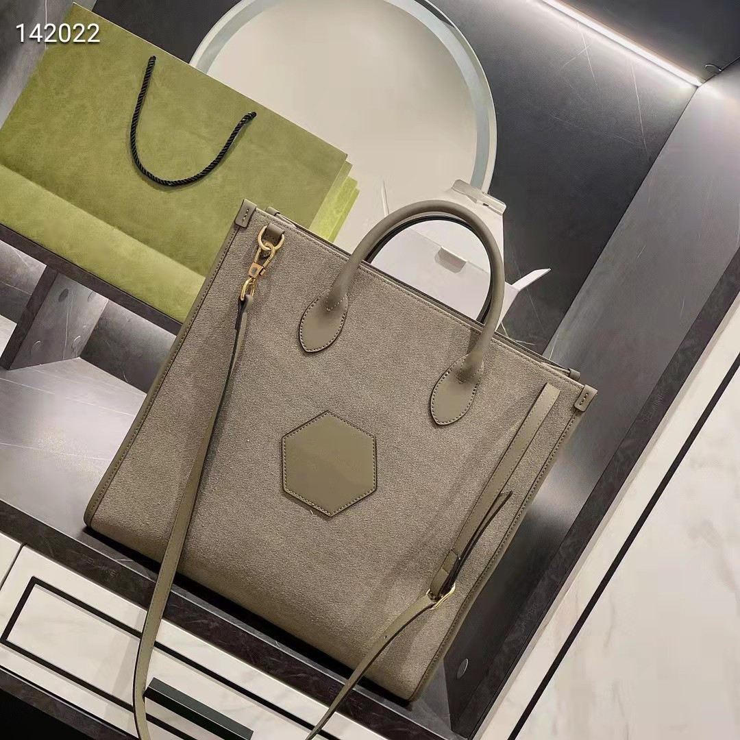 

21High quality designer shoulder bag women's canvas + Leather shopping bag, 1#36cm*36cm