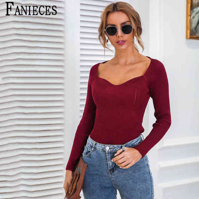 

Spring Summer Sweater Women Knitted Ribbed Pullover Long Sleeve Slim Jumper Soft Haut Pull Femme 210520, V10-8710n