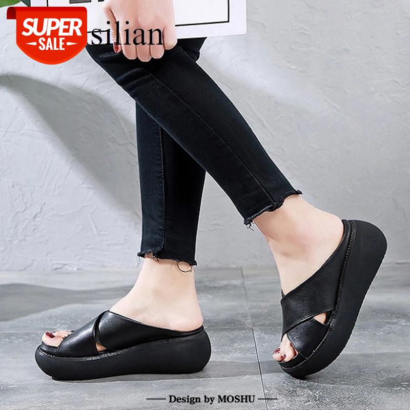 

summer women slippers platform shoes soft creepers women beach shoes sandals outdoor slip on slipper female zapatos de mujer #nw6m, Black