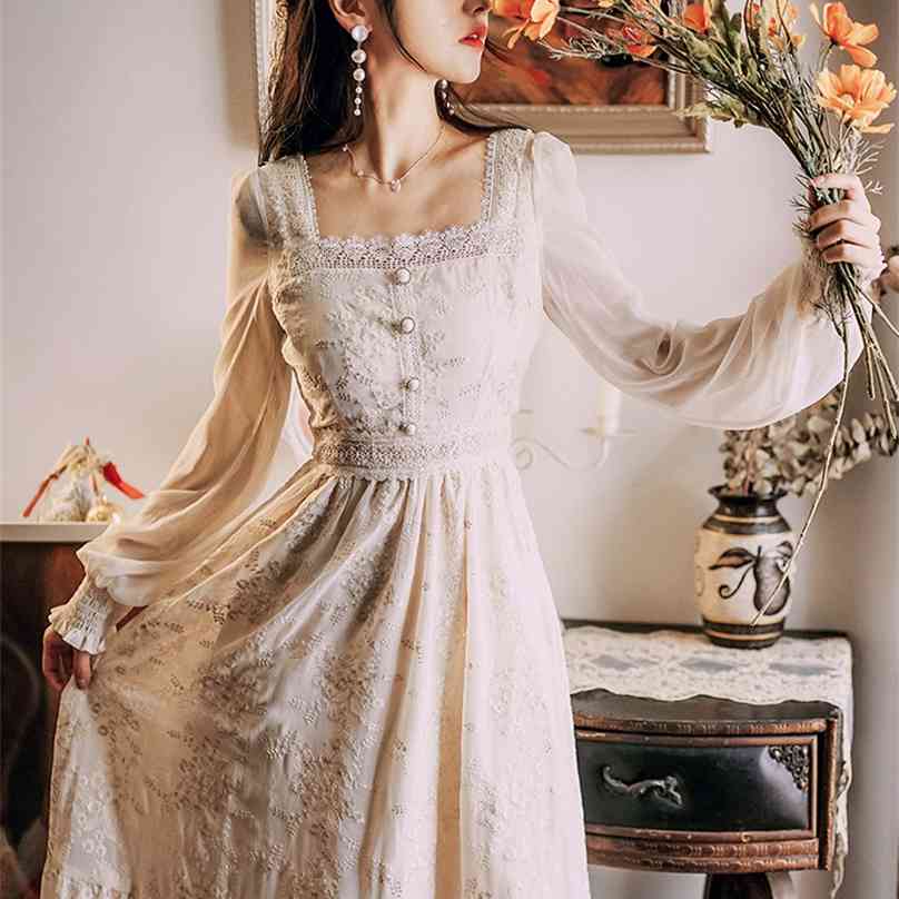 

long sleeve lace dress 1 210603, Apricot