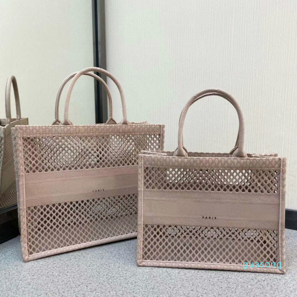 

Women Luxurys Designers Bags Beach Bag Ladies Shoulder Handbag Casual Tote Large Capacity Hollow Out, Nude