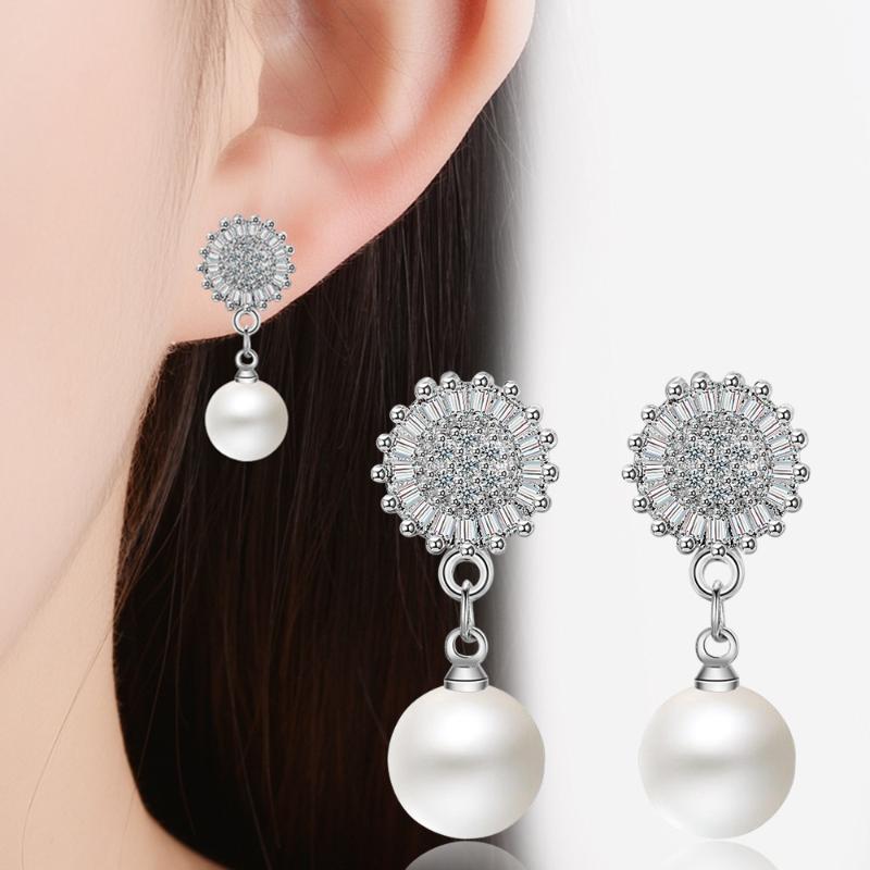 Dangle & Chandelier Pearl Jewelry Romantic Star Drop Earrings For Women 925 Silver Engagement Wedding Simple Fine Luxury With Box Gifts-image-698376194