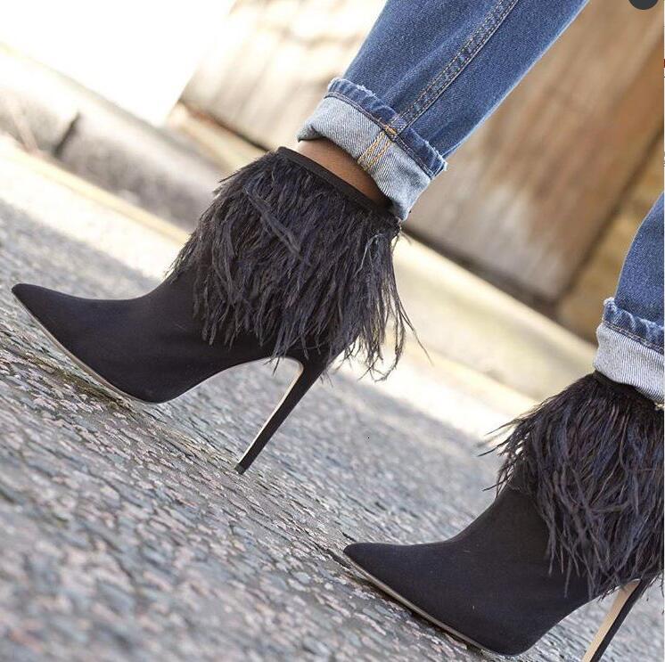 

boots spring mode ankle leather chamois women pity ladies pointy fingers high leaping with zipper back style horsemen ntfl, Black