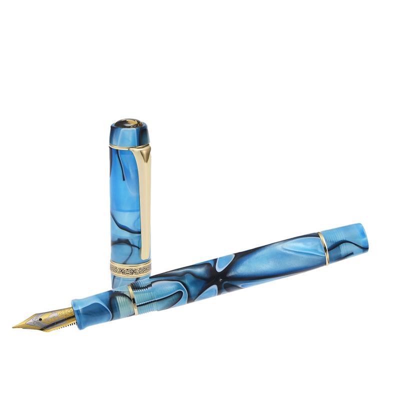 

Fountain Pens Kaigelu 316A Marble Blue Acrylic Celluloid Pen Iridium EF F M Nib Classic Beautiful Blue-Black Business Ink, As pic