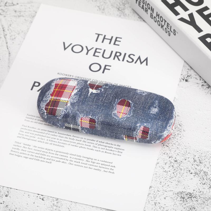 

Other Fashion Accessories SOL DE ORO High Quality Glasses Box Myopia Female Male Retro Small Frame Sunglasses Case Stitching Denim