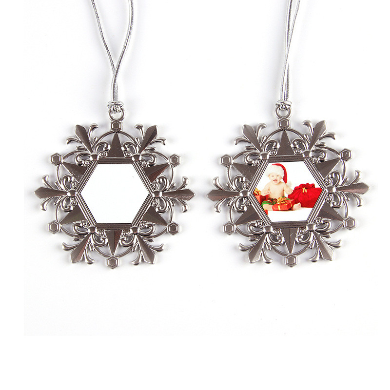 

Snowflake Pendants Sublimation Christmas Ornaments Metal Thermal Transfer Printing Blank Ornament White Customized DIY Tree Decor A02