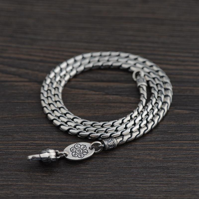 

Silver Retro Thai Chain Men And Women 3mm Mantra Wave Necklace Chains