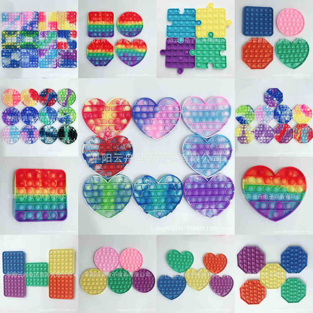 

Regular Rainbow Tie Dye Push Pop Bubble Popper Sensory Fidget Toys Tiktok Jigsaw Finger Puzzle Normal Size Poo its Poppers Board Stress Relief G590JN7