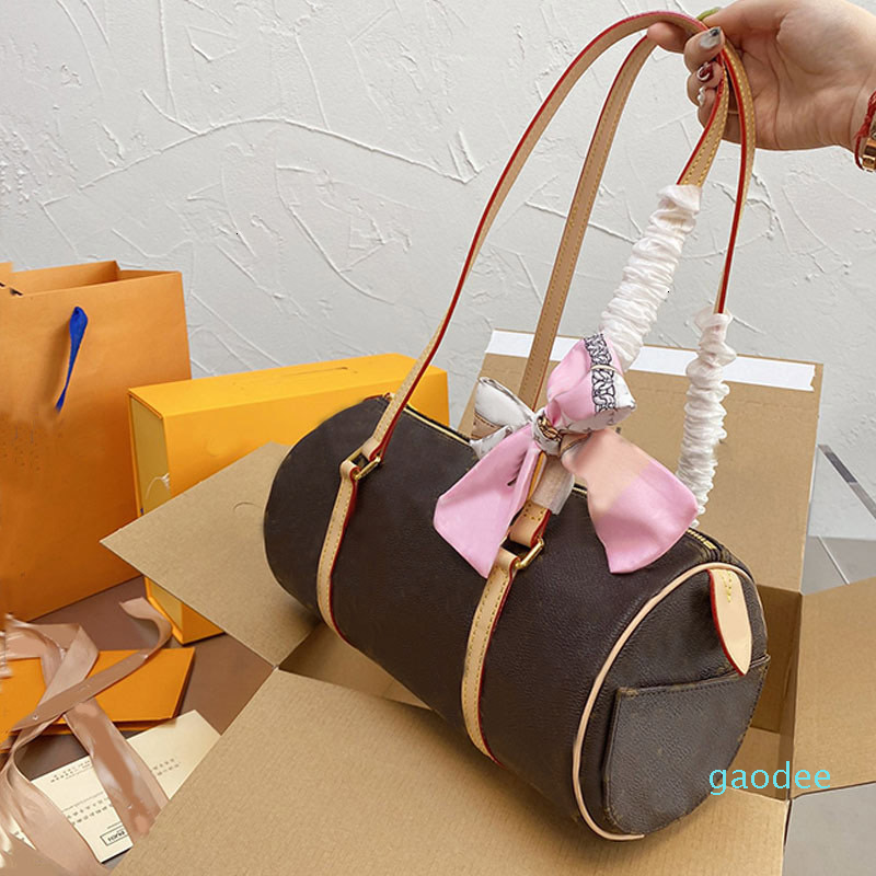 

Vintage Shoulder Bag Large Capacity Fashion Letter Handbag Wallet Cylindric Hand Bags Lady Tote Canvas Leather Zipper Barrel Purse Detchable, Make up the freight