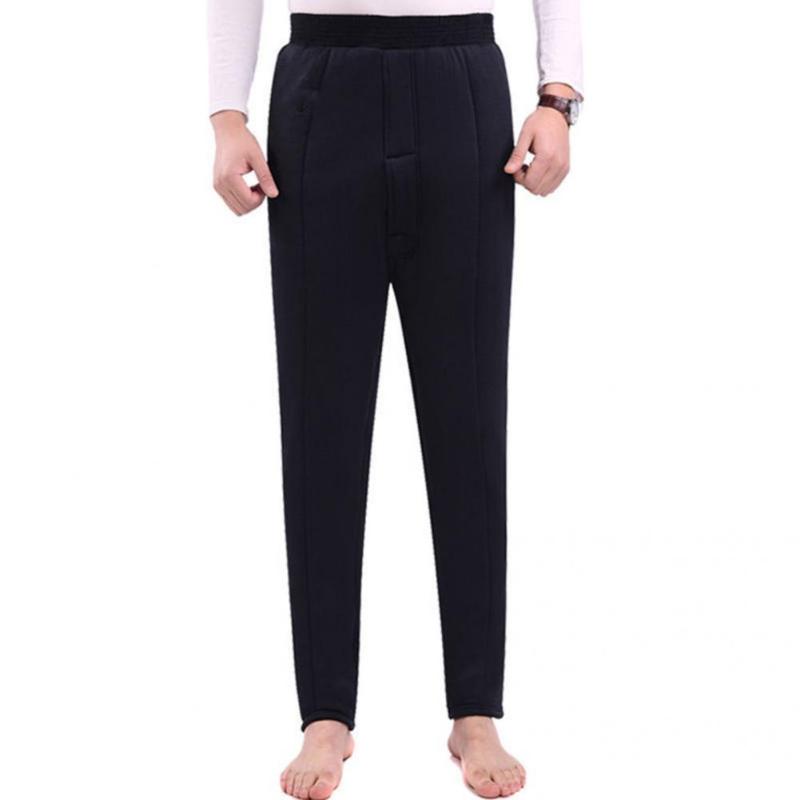 

Men's Pants Casual Trousers Elastic Waist Warm Autumn Winter Loose Thermals, Black