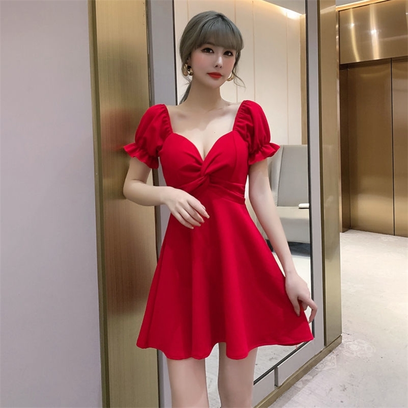 

Nightclub women's sexy low-cut dress summer night market 210603, Red