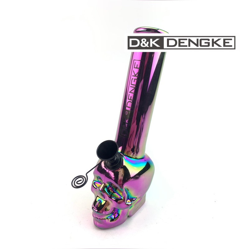 

D&K Shiny Colorful Glass Bong Super Mini Skull Fashion Hookah Smoking Water Pipe Electroplate Hand Blow Quality Cool Unique Shape 140mm/5.51