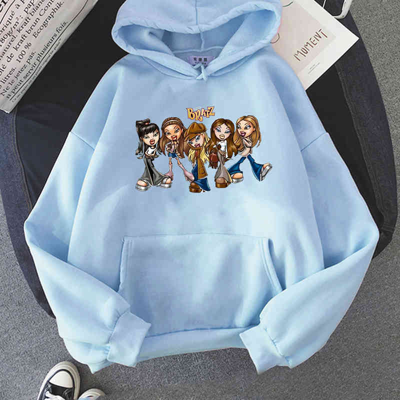 

Women Sweatshirts Anime Funny Bratz Clothes Hoodies Fashion Men Pullover Streetwear Hip Hop Fleece Hooded Plus Size -3xl, White 1