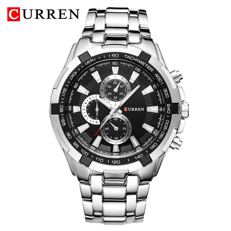 

CURREN 8023 Quartz Watch Men Waterproof Sport Military Watches Mens Business Stainless Steel Wristwatch Male Clock reloj hombreg, Silver gold white