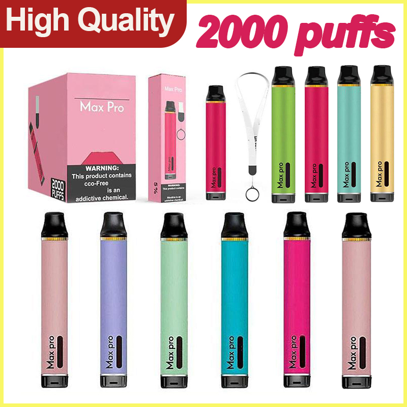 

MAX PRO 2000puffs Disposable Vape e cigarette Pen Device Local vapor portable cartridge Pods Vaporizer VS puff bars