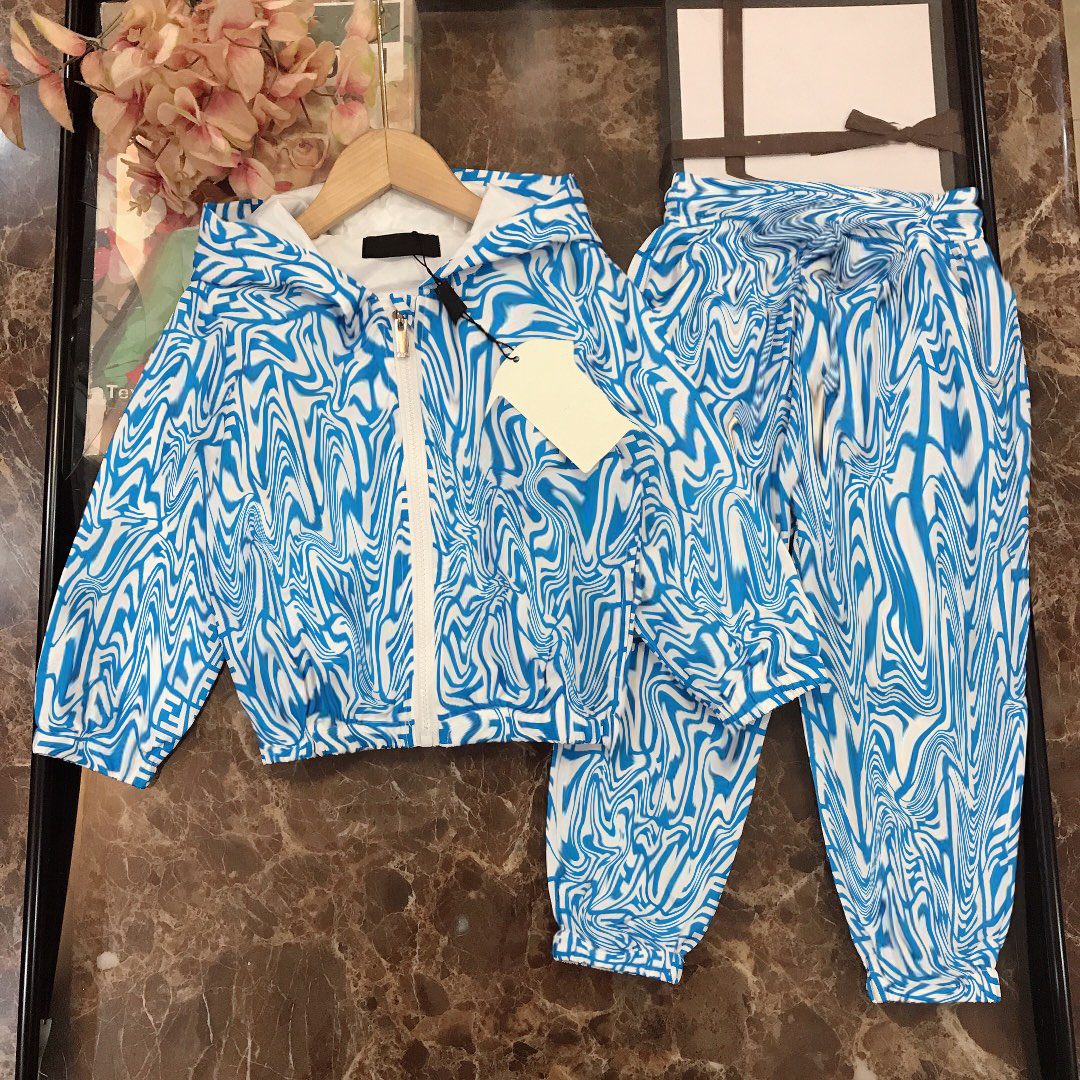 

kids Doll collar jacket+white T + printed Knickers set 3 piecs summer leisure sets childrens 21AW suit brand girls cotton size -150, T shirts+pants